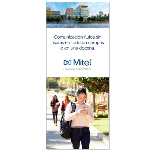  33.5 x 80 Vertical Banner including Silver Retractable Banner Stand - Mitel Mobile Enterprise Consumer Banner - Spanish