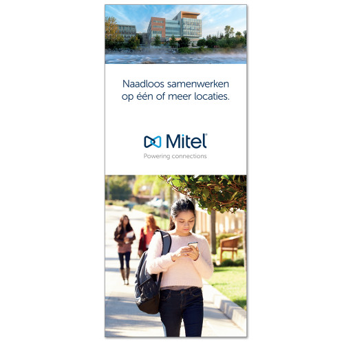  33.5 x 80 Vertical Banner including Silver Retractable Banner Stand - Mitel Mobile Enterprise Consumer Banner - Dutch