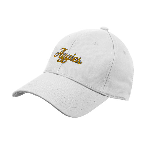  White Structured Adjustable Pro Style Hat - Aggies Script