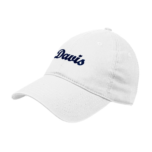  White Unstructured Adjustable Low Profile Hat - Script Davis